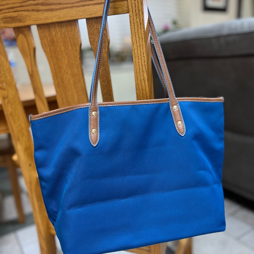 Coach Royal Blue and Brown Tote Bag - Picture 7 of 10